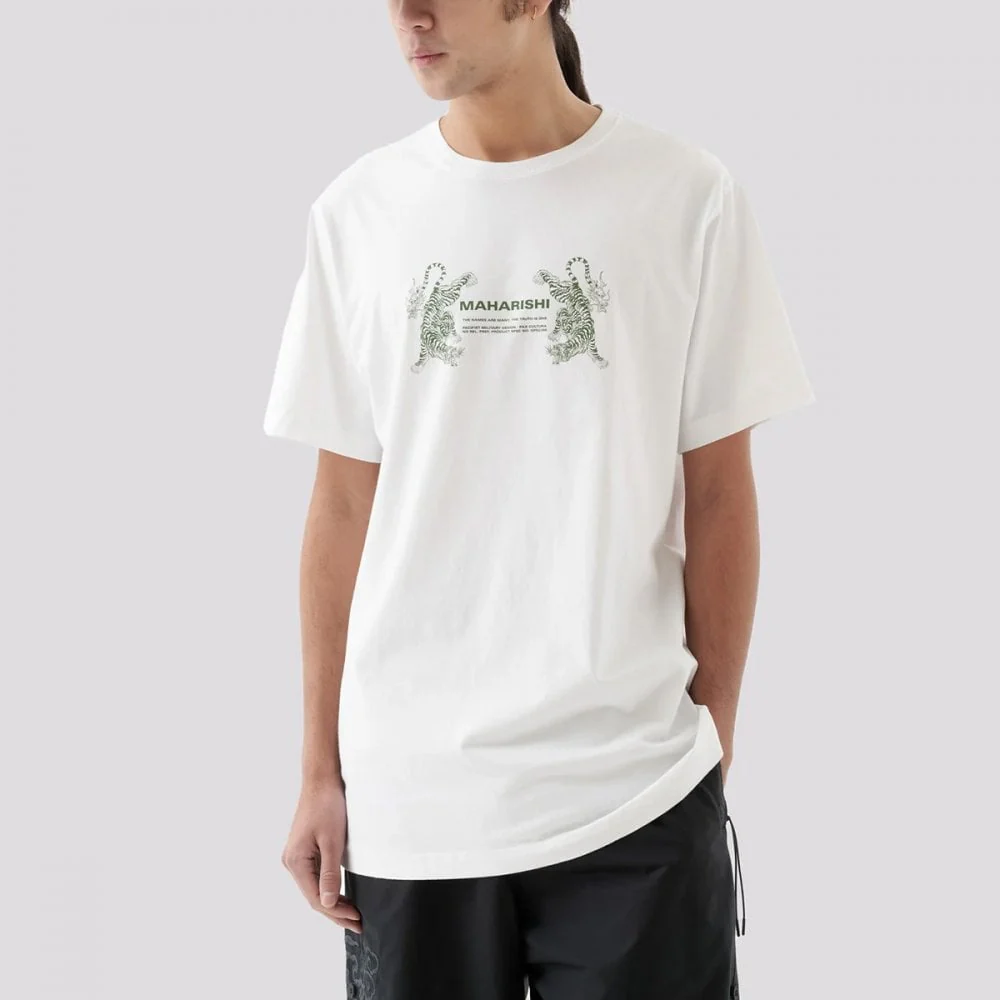 1305 Double Tigers Miltype T-shirt - White - Image 3