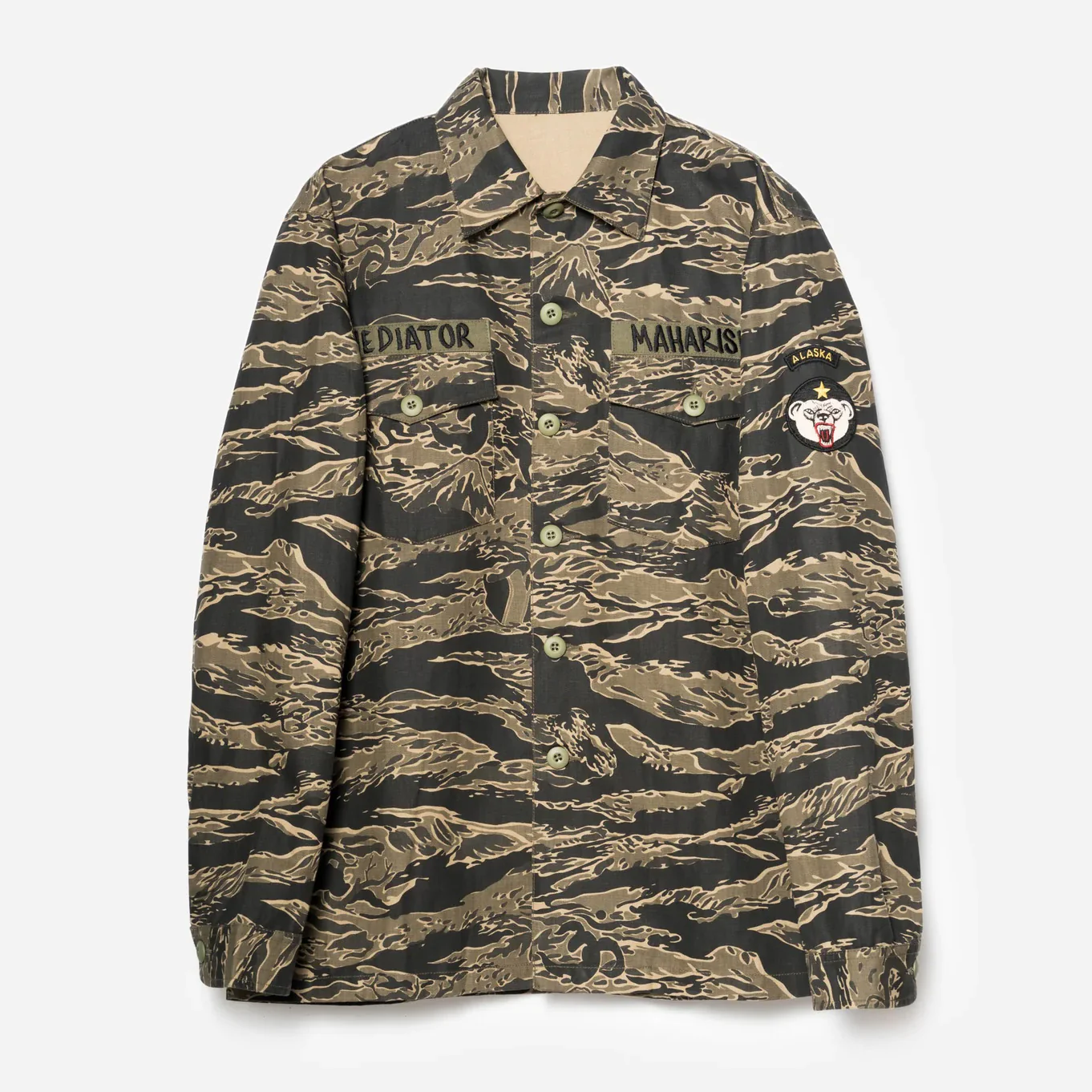7147 Bonsai Tigerstripe L/S Utility Shirt Mint Gold