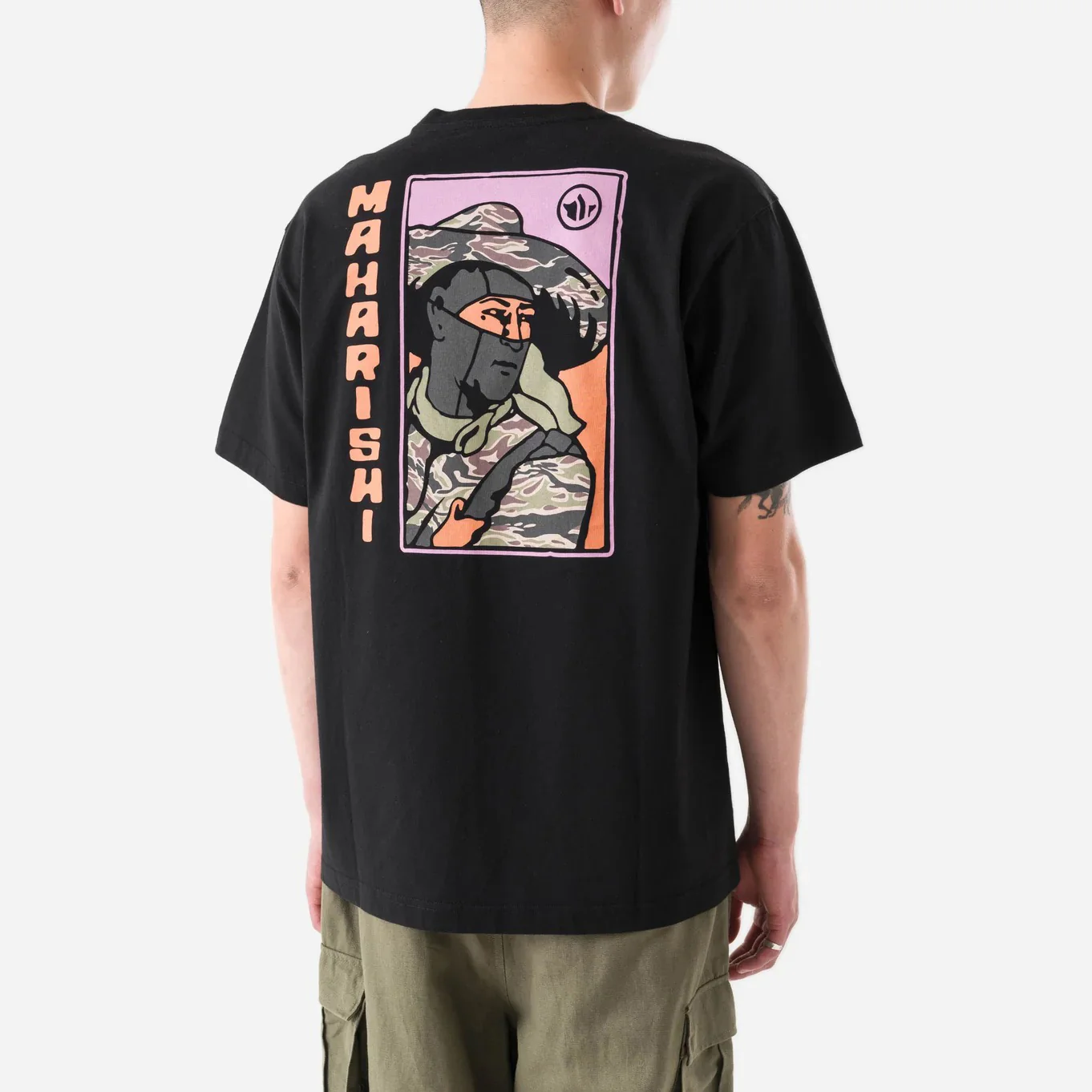 7262 Japanese Menko Card T-Shirt - Black - Image 4