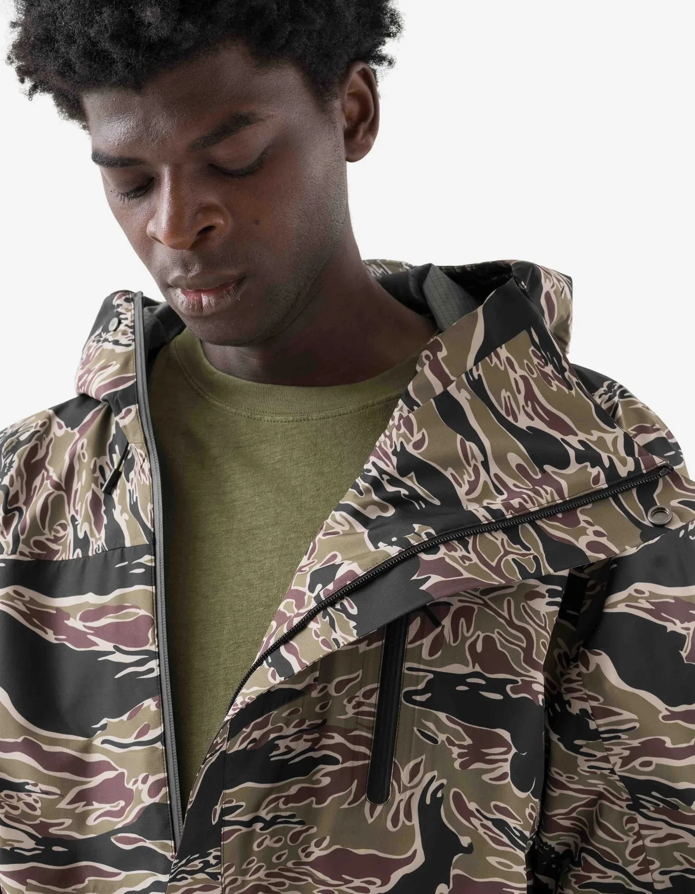 7274 Bonsai Tigerstripe Asym Parka - Woodland - Image 14