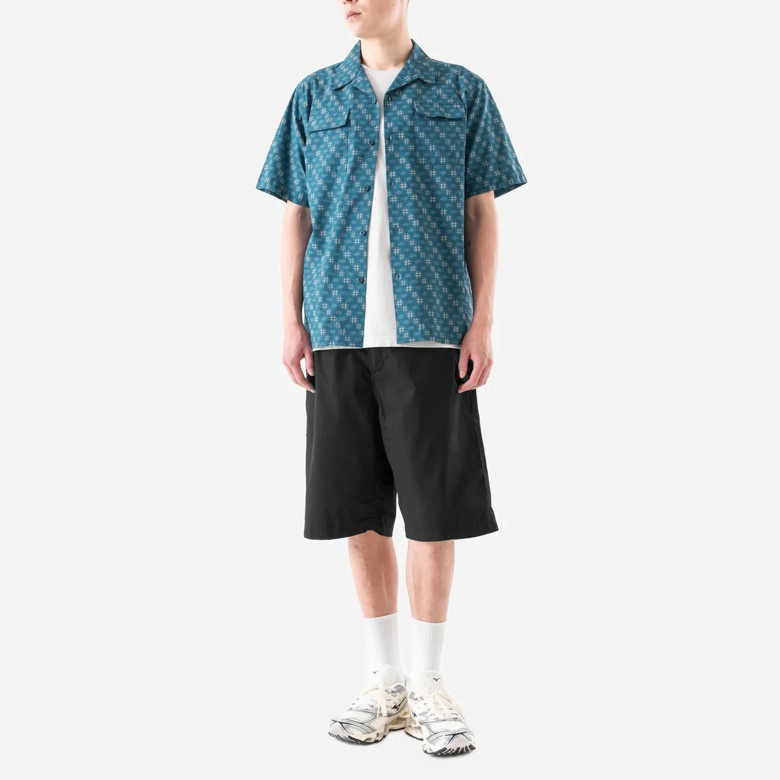 7320 Kasuri Cuban Collar Shirt - Aizome Blue - Image 5