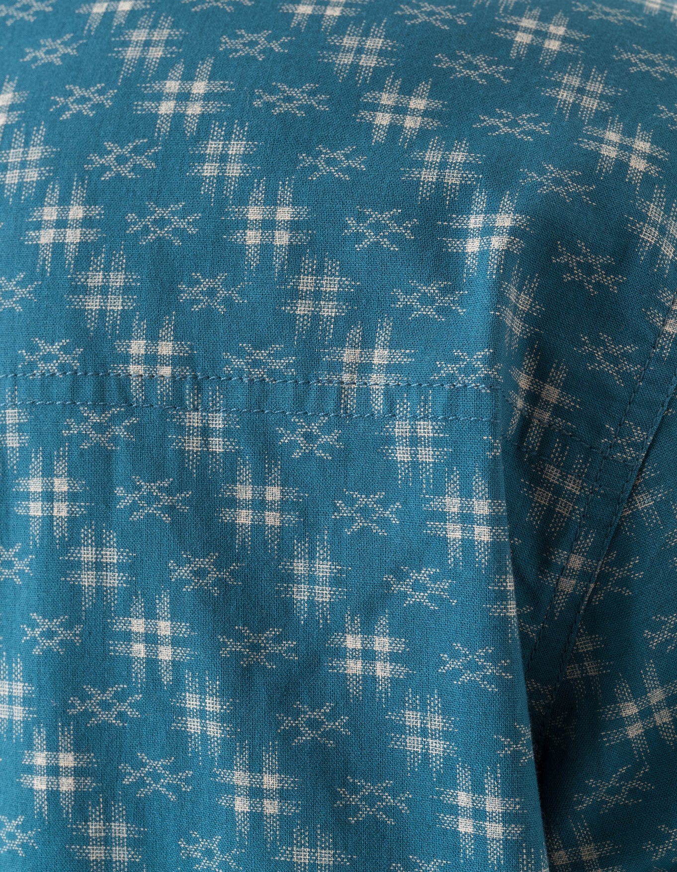 7320 Kasuri Cuban Collar Shirt - Aizome Blue - Image 8