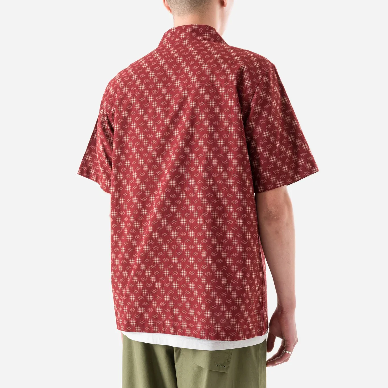 7320 Kasuri Cuban Collar Shirt - Aka Red - Image 4
