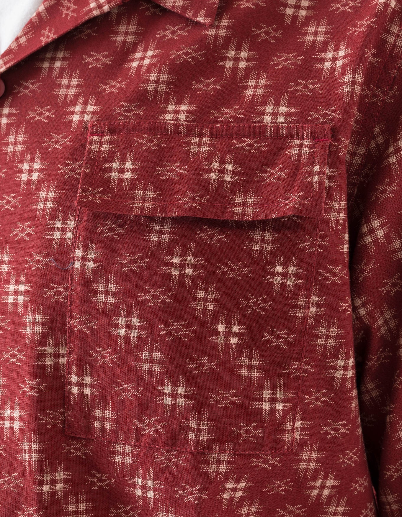 7320 Kasuri Cuban Collar Shirt - Aka Red - Image 7