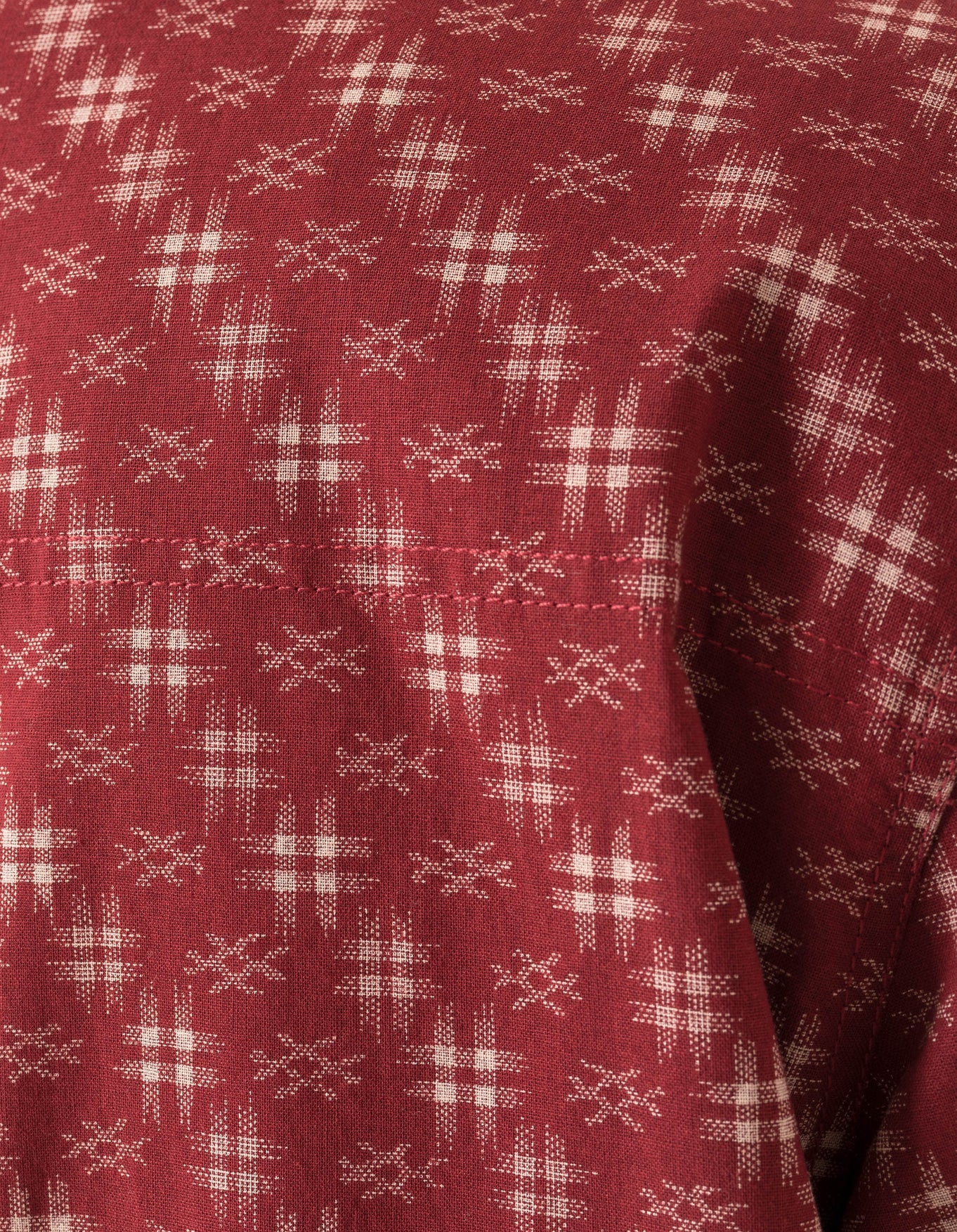 7320 Kasuri Cuban Collar Shirt - Aka Red - Image 8