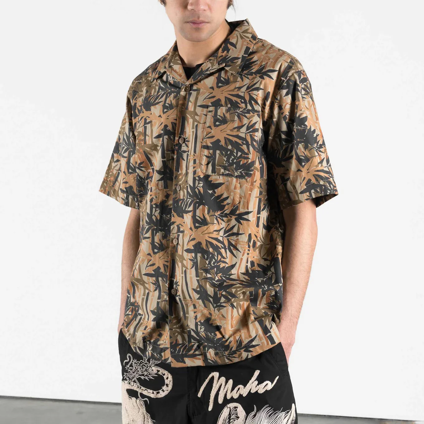 7349 DPM Bamboo Camp Collar Shirt - Woodland - Image 3