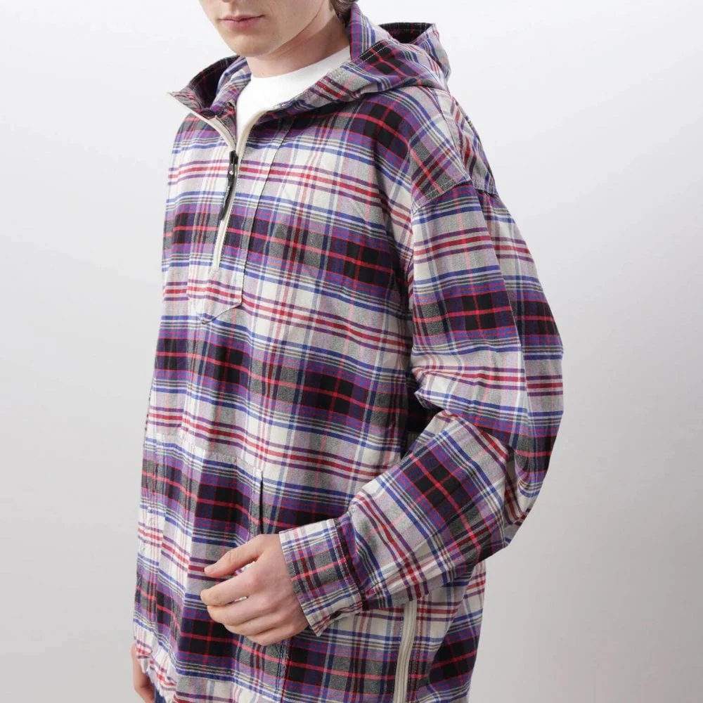 Washed Plaid Baja Hoodie - Blue - Image 5