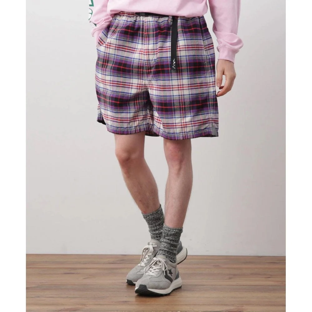 Washed Plaid Shorts - Blue - Image 2