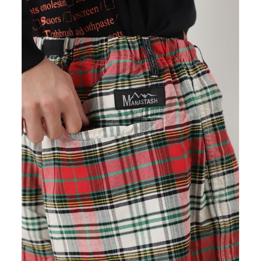 Washed Plaid Shorts - Red - Image 4