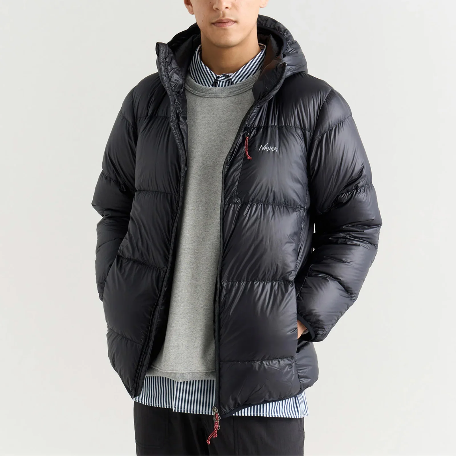 Mountain Lodge Down Hoodie Jacket - Black - Image 3
