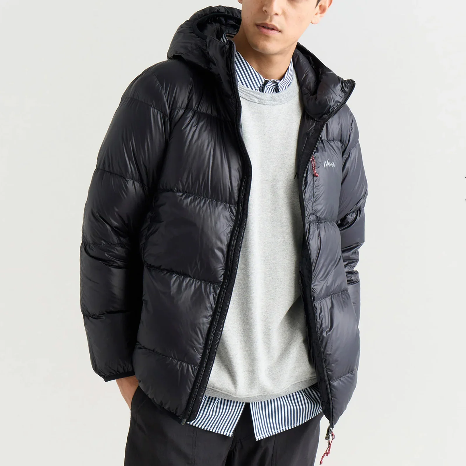 Mountain Lodge Down Hoodie Jacket - Black - Image 5