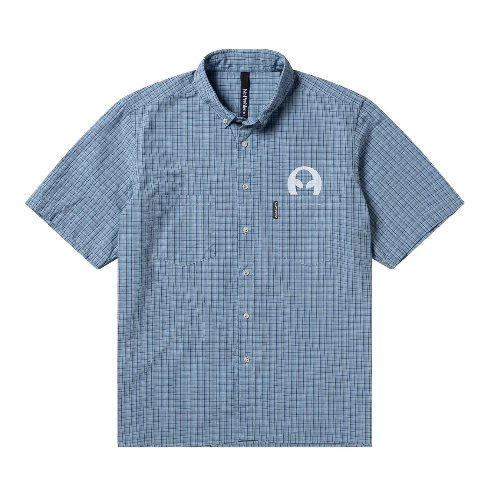 Alien-O Print SS Check Shirt - Blue