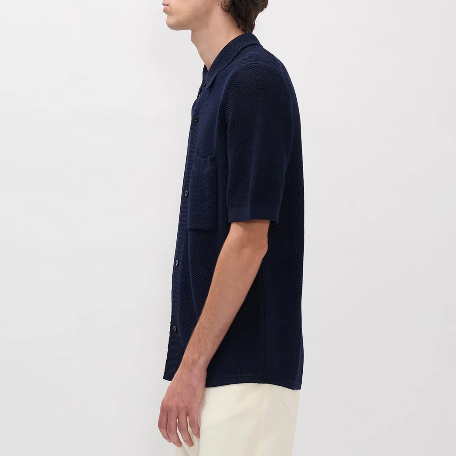 Fredensborg Mercerised Cotton Knitted Shirt - Dark Navy - Image 4