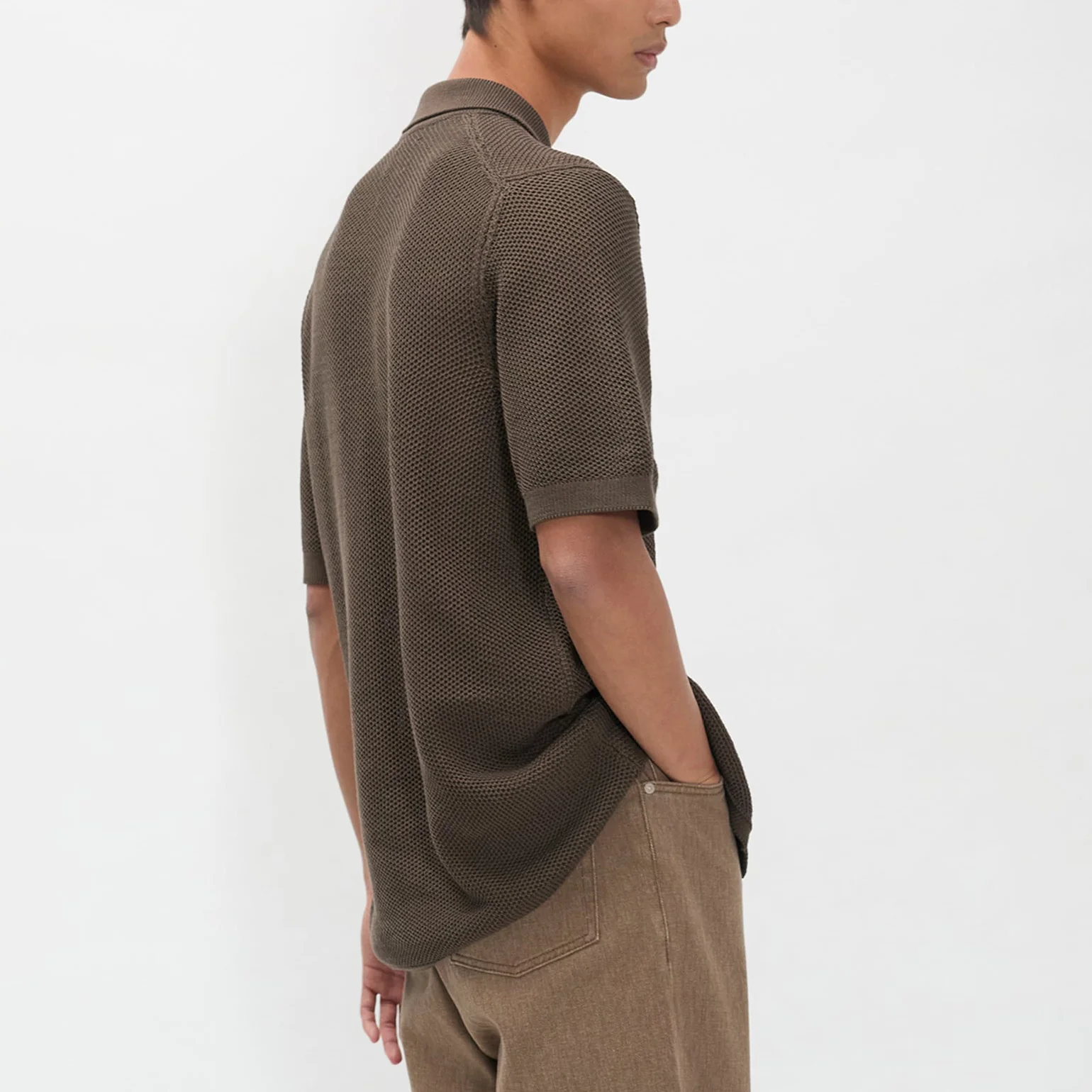 Fredensborg Mercerised Cotton Knitted Shirt - Turkish Coffee - Image 3