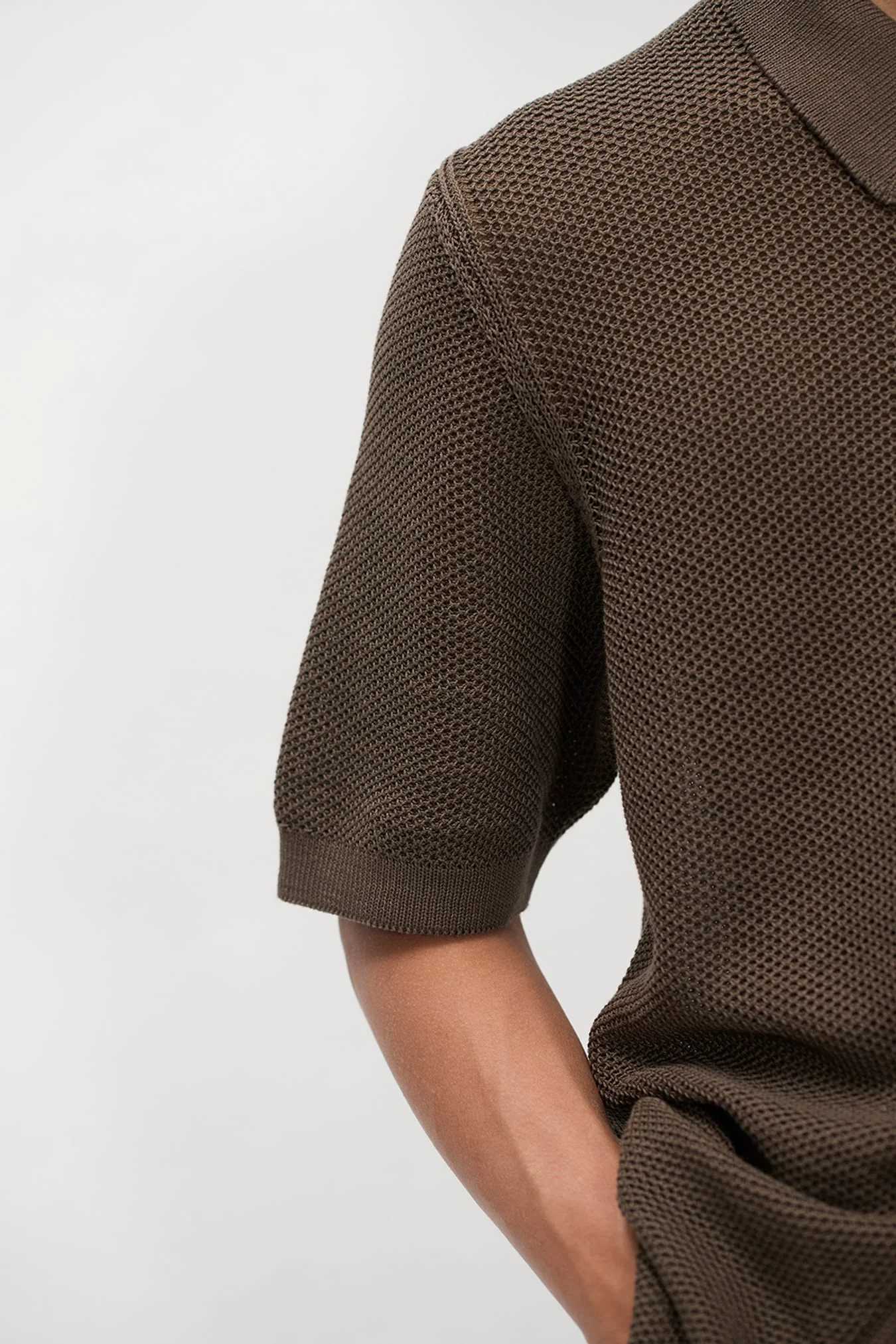 Fredensborg Mercerised Cotton Knitted Shirt - Turkish Coffee - Image 6