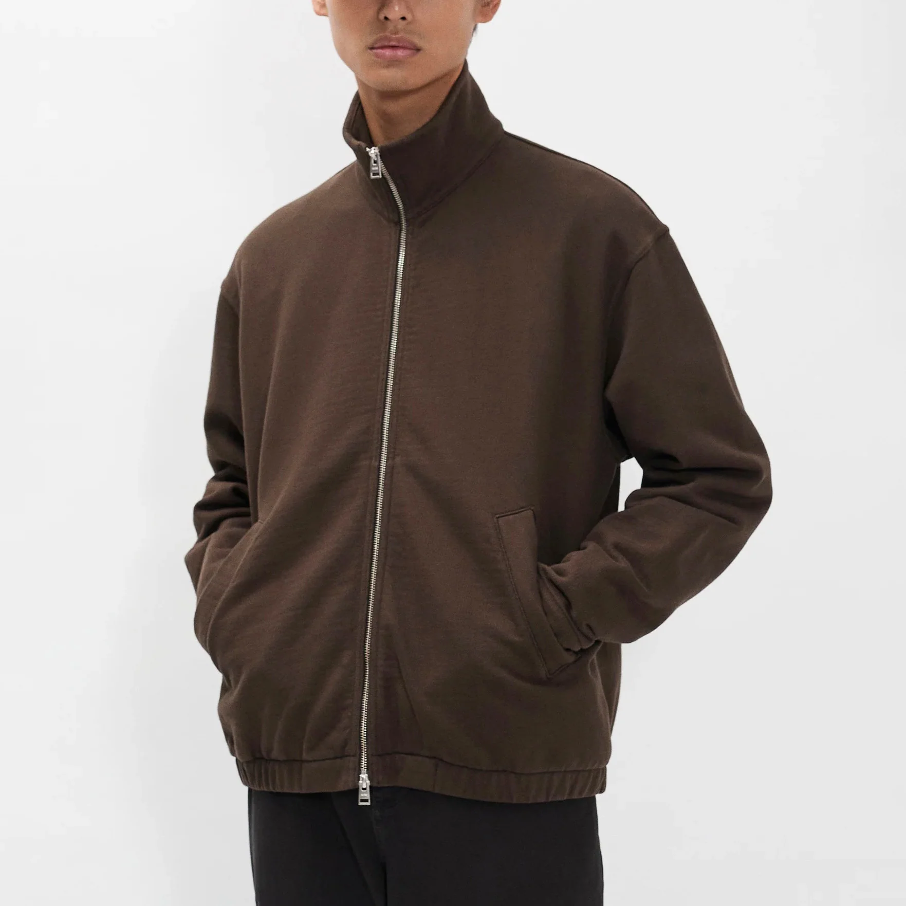 Hornidal Relaxed Organic Loopback Track Jacket - Delicioso Brown - Image 3