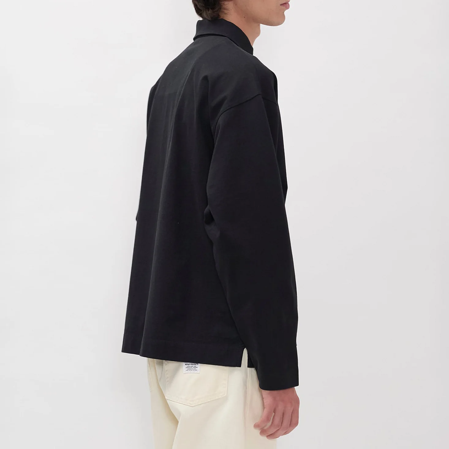 Isefjord Compact Cotton LS Polo - Black - Image 4