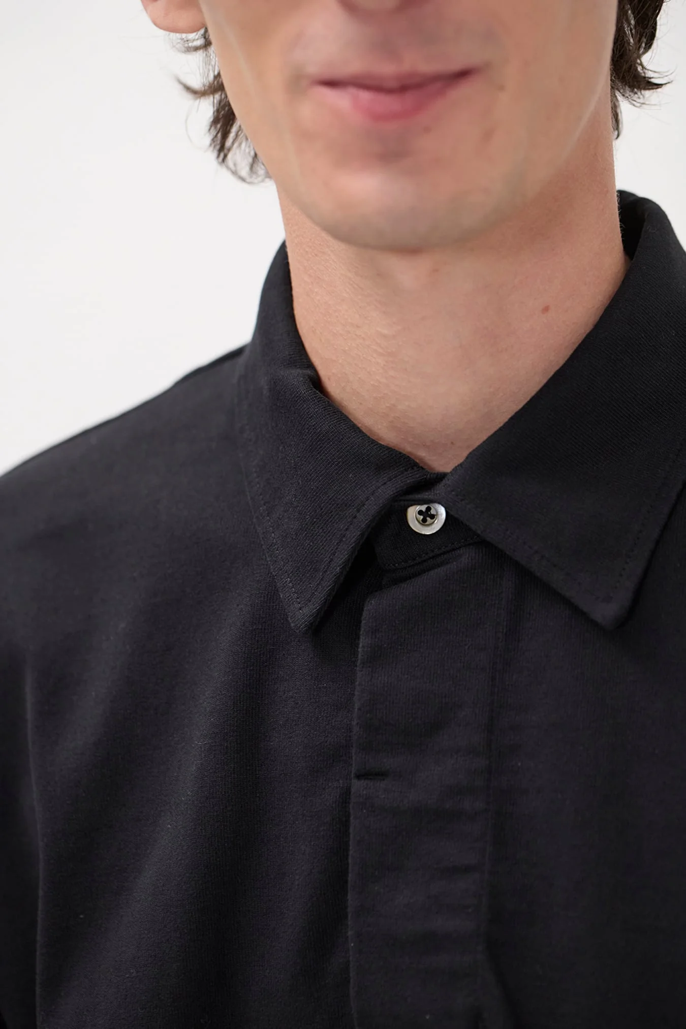Isefjord Compact Cotton LS Polo - Black - Image 7