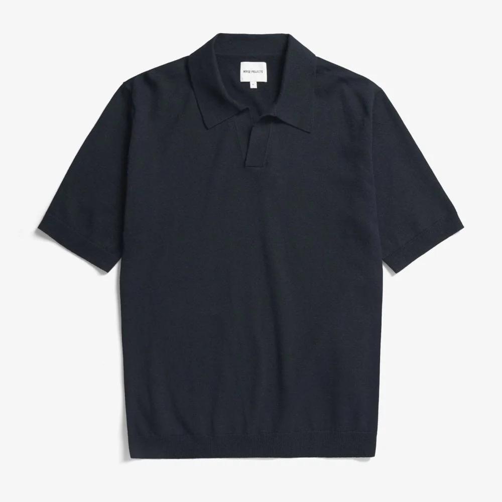 Leif Cotton Linen Polo - Dark Navy