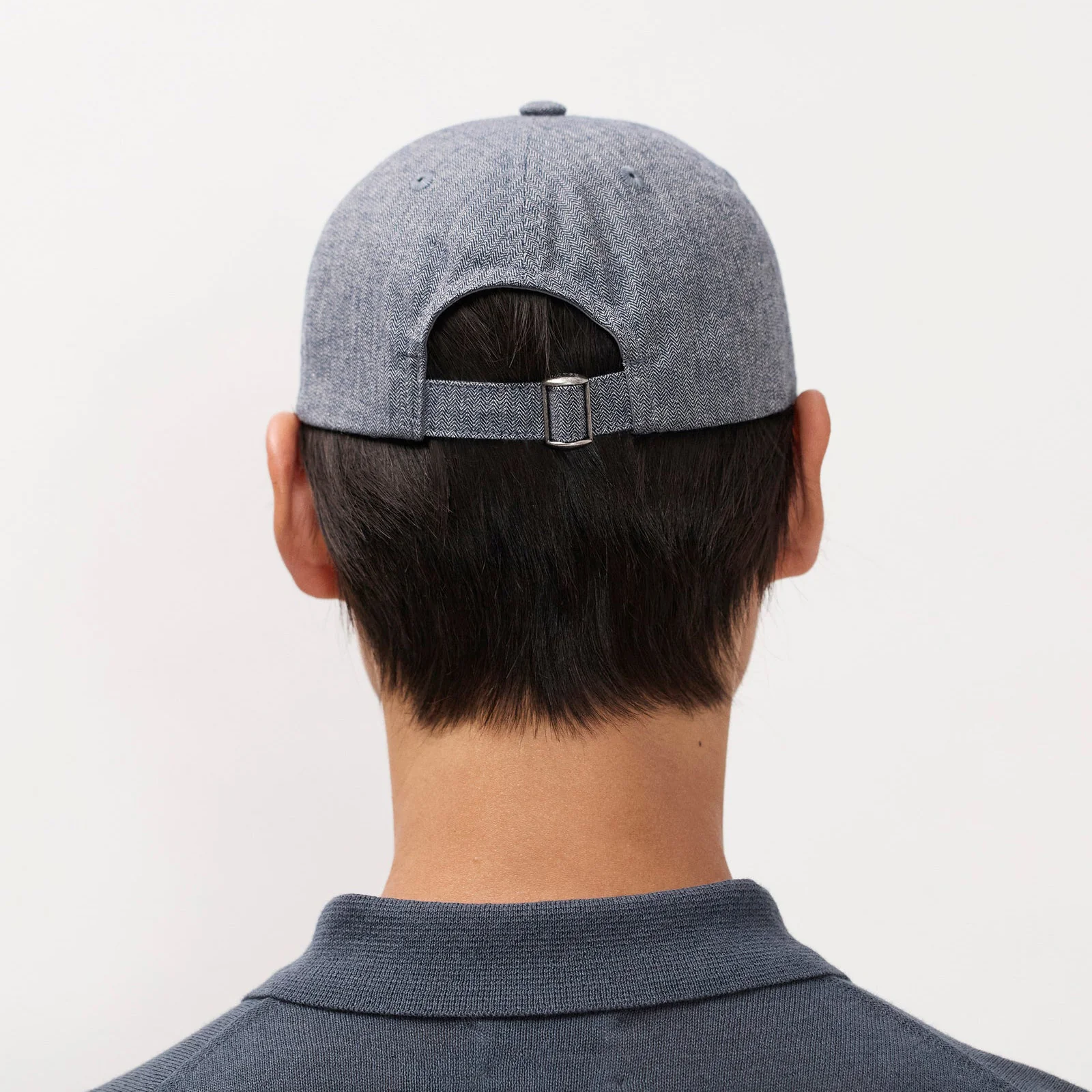 Mini Herringbone Twill 6-Panel Cap - Dark Navy - Image 3