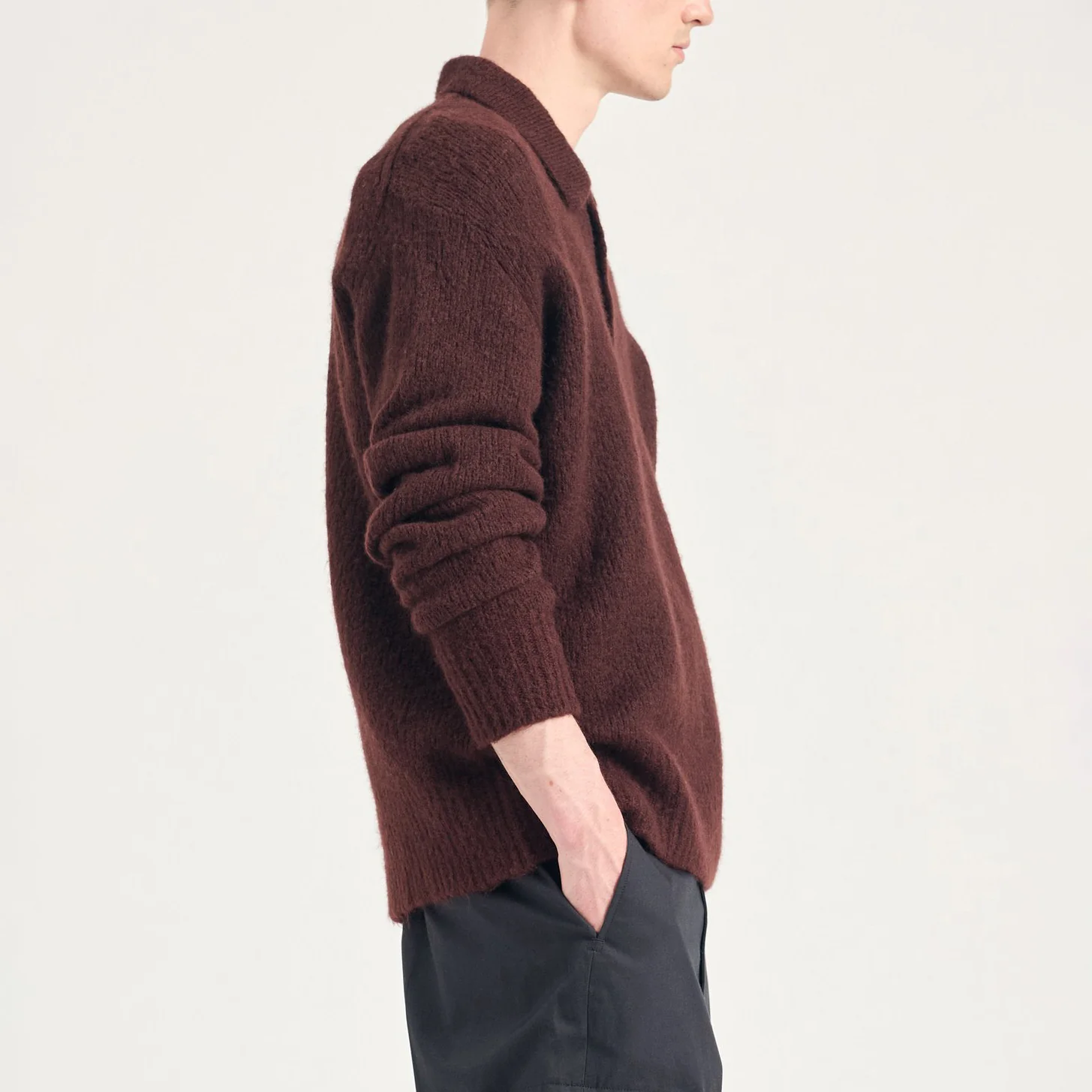 Rasmus Relaxed Brushed Polo - Mahogany - Image 3