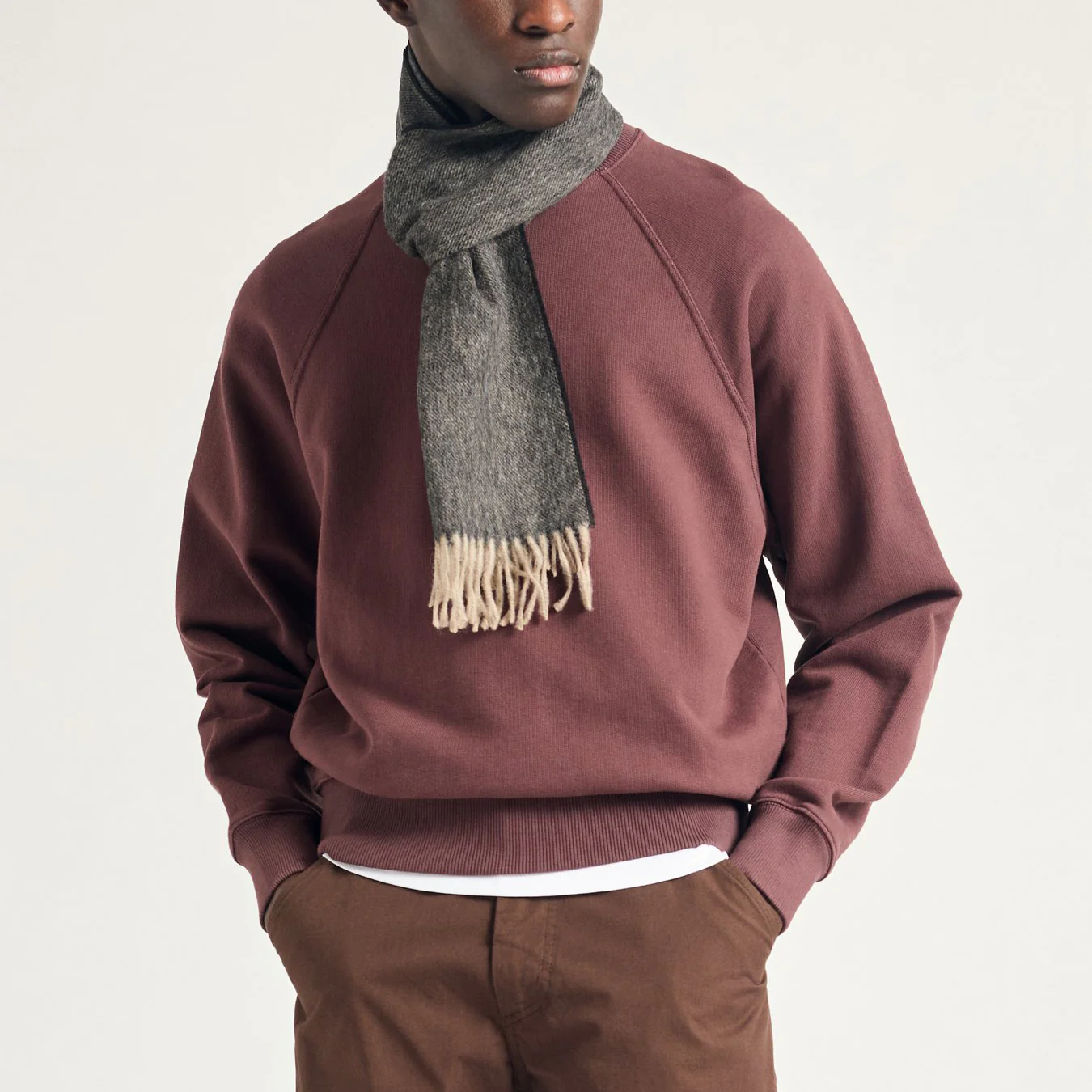 Tyr Relaxed Organic Loopback Raglan Crew - Mahogany - Image 2