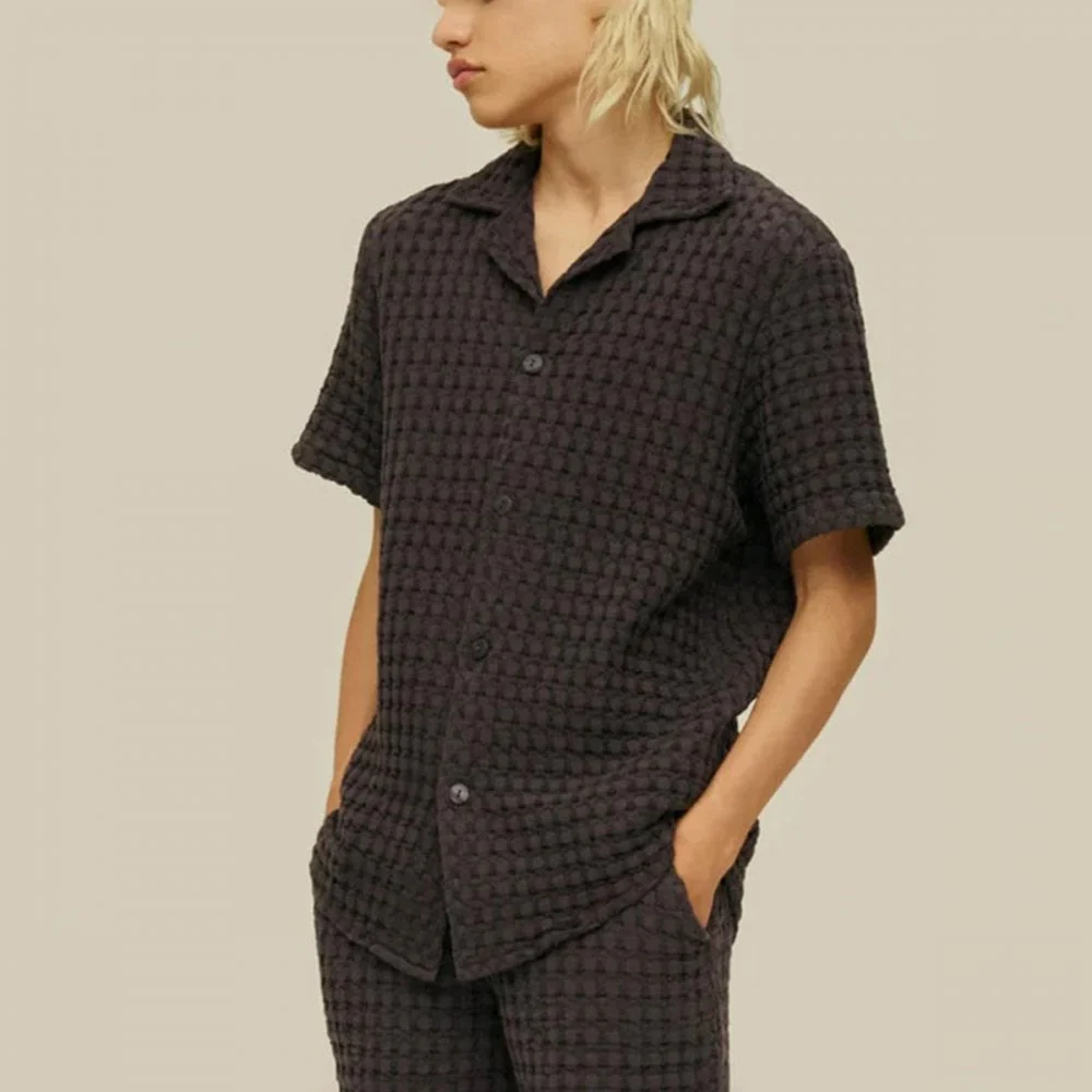 Nearly Black Cuba Waffle Shirt - Image 3
