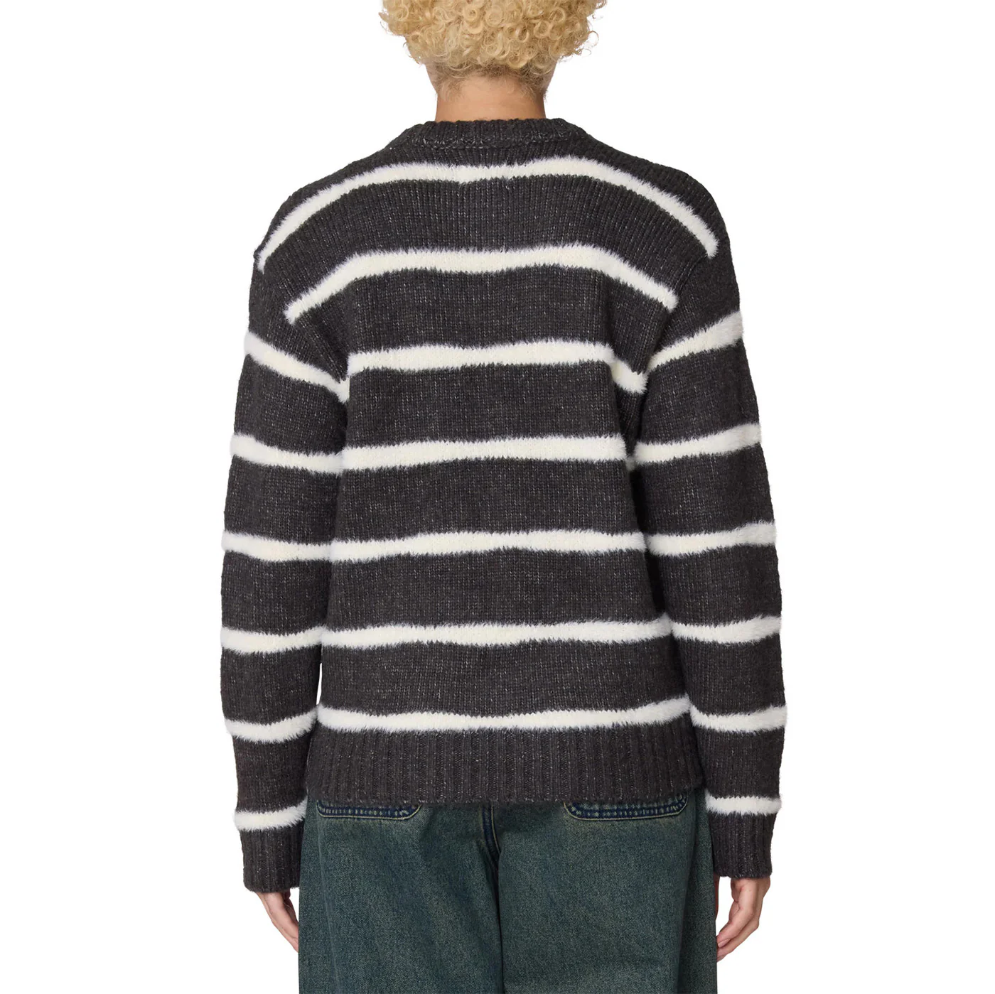 Womens Casey Stripe Crew Sweater - Charcoal - Image 3