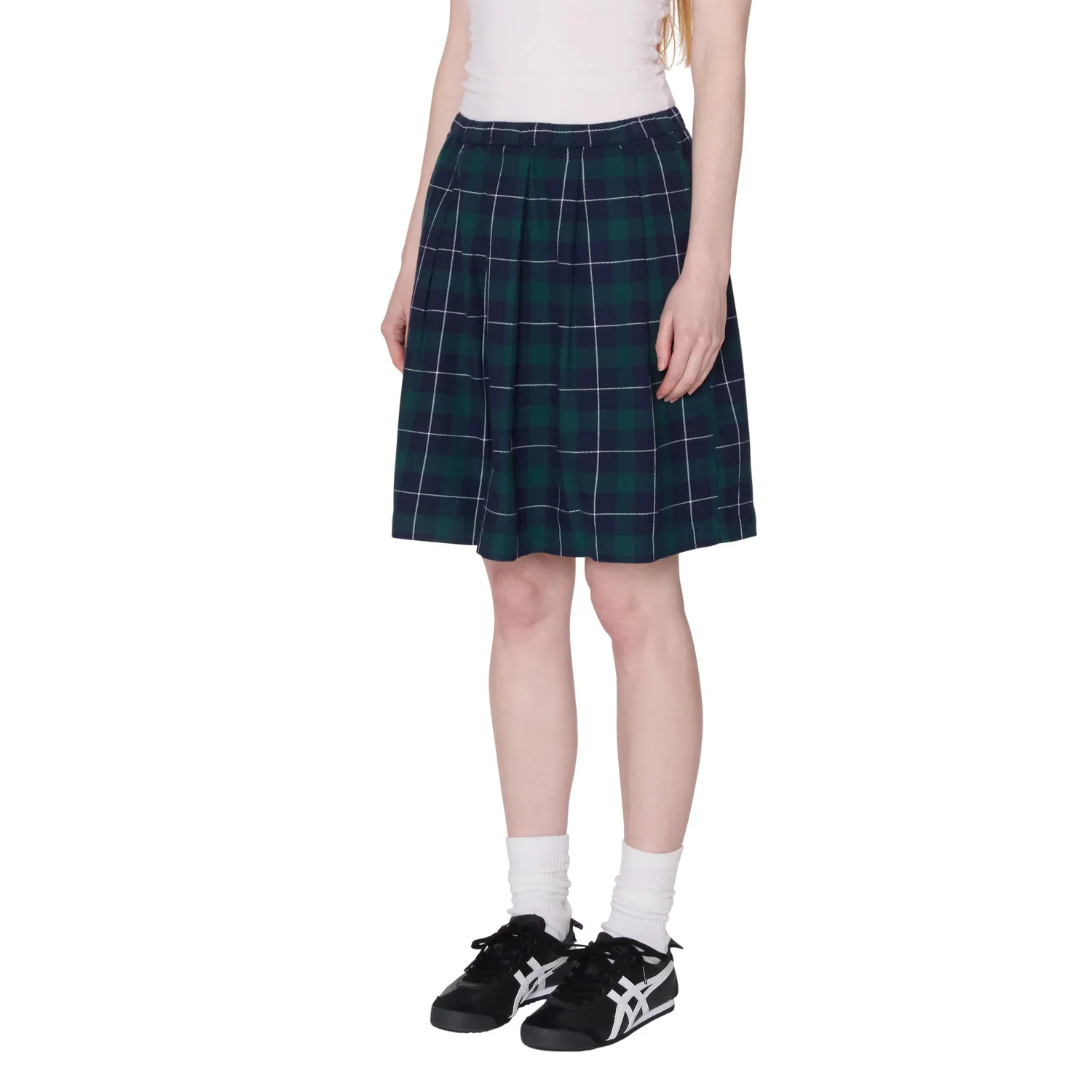 Shelly Plaid Pleated Skirt - Green Multi - Image 2