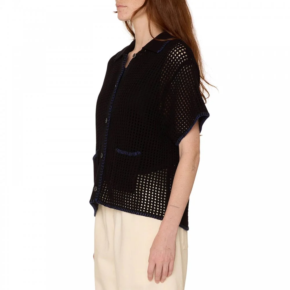 Women's Pilar Crochet S/S Cardigan - Black - Image 2