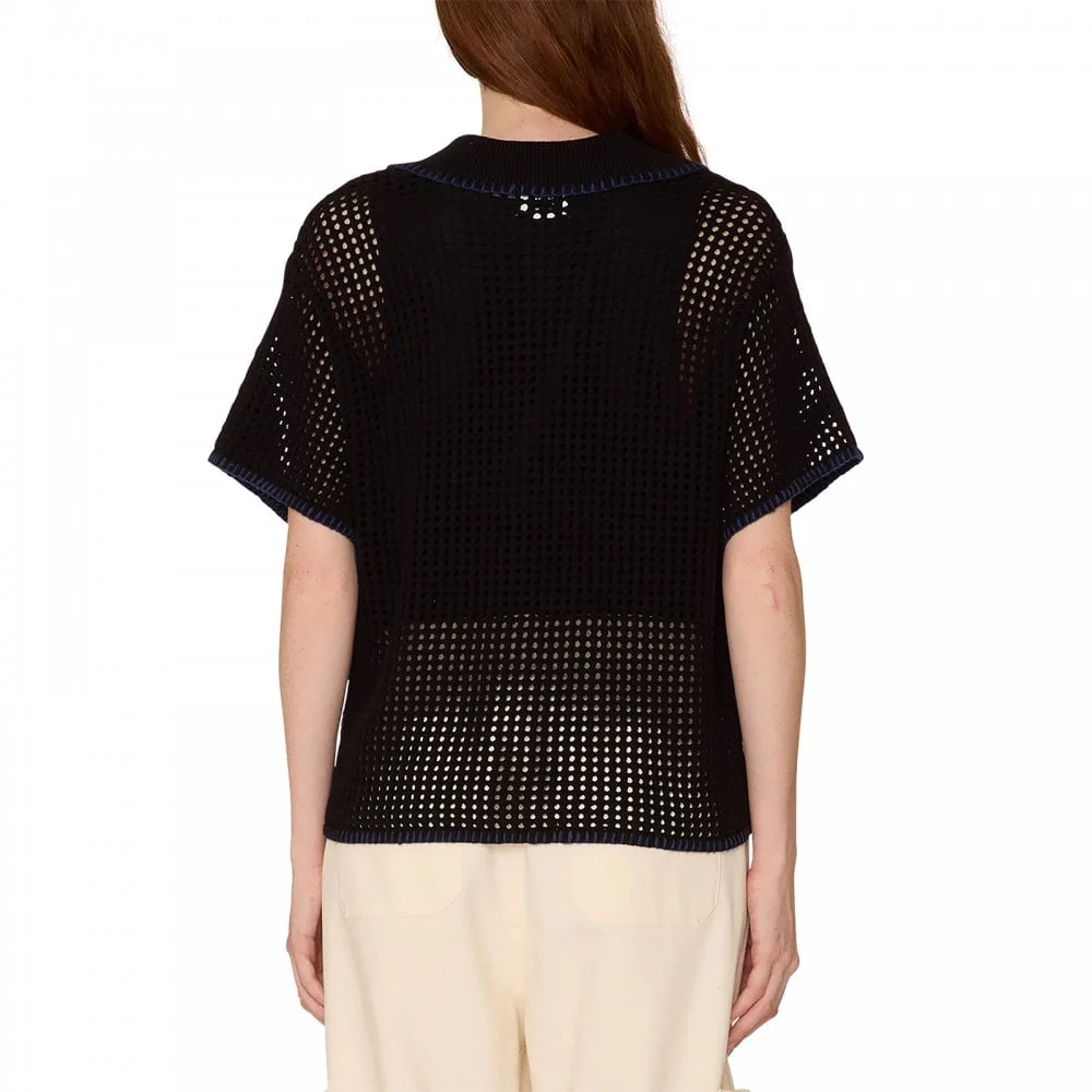 Women's Pilar Crochet S/S Cardigan - Black - Image 3