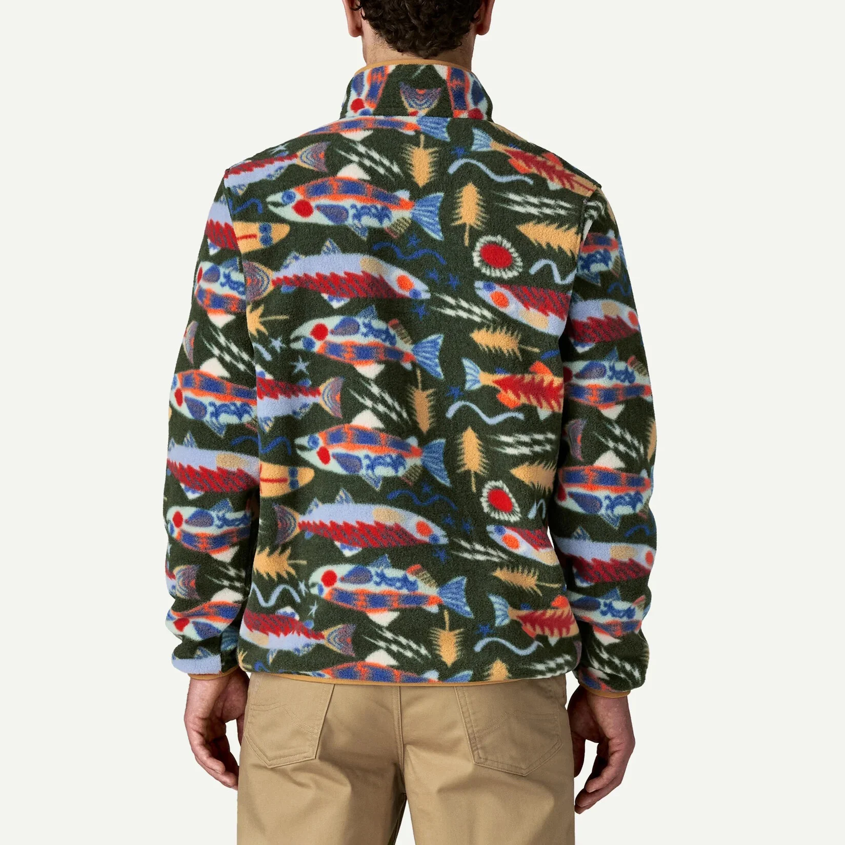 Men's Lightweight Synchilla Snap-T® Fleece Pullover - Salmon Energy / Old Growth Green - Image 3