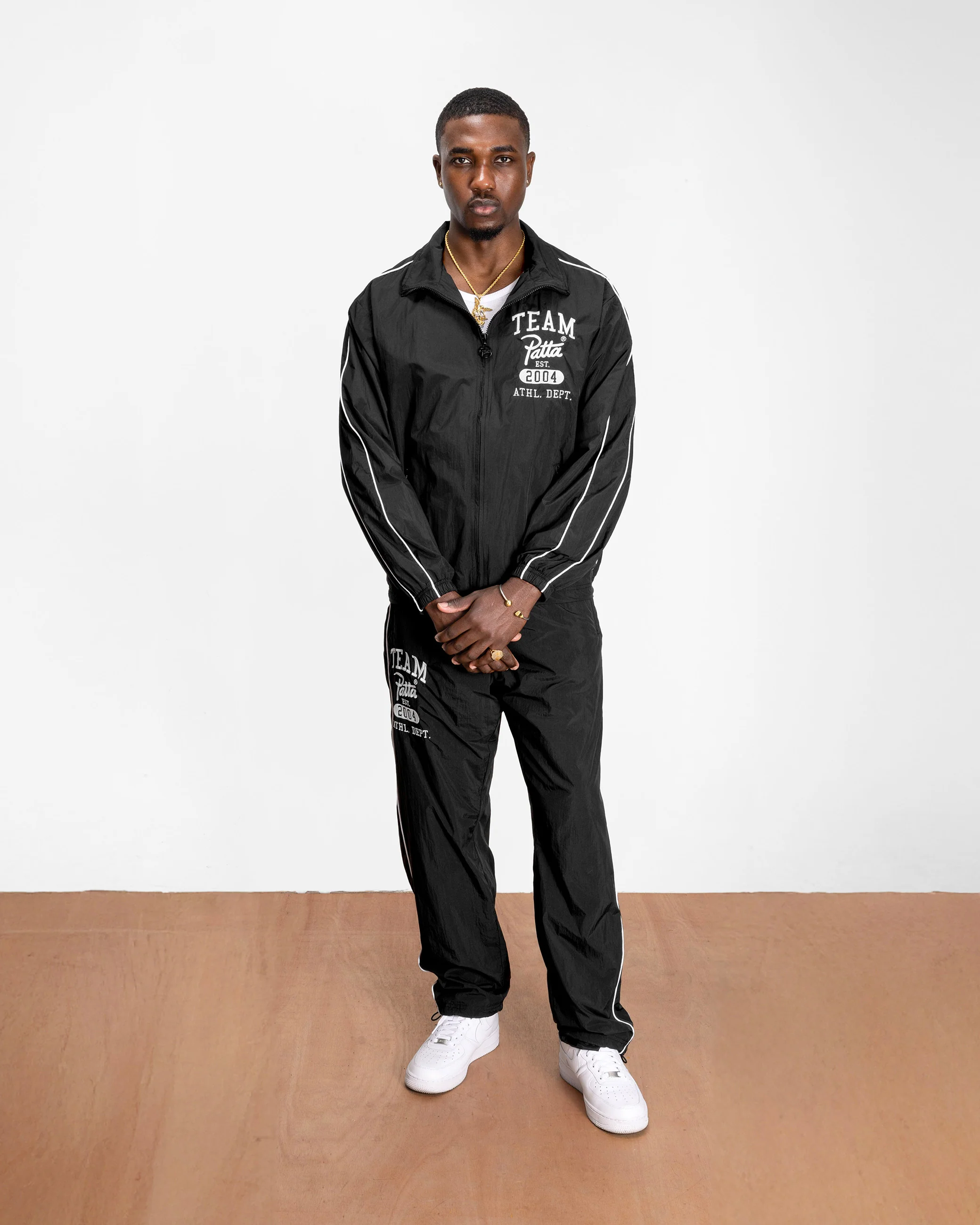 Athletic Nylon Track Jacket - Black - Image 4