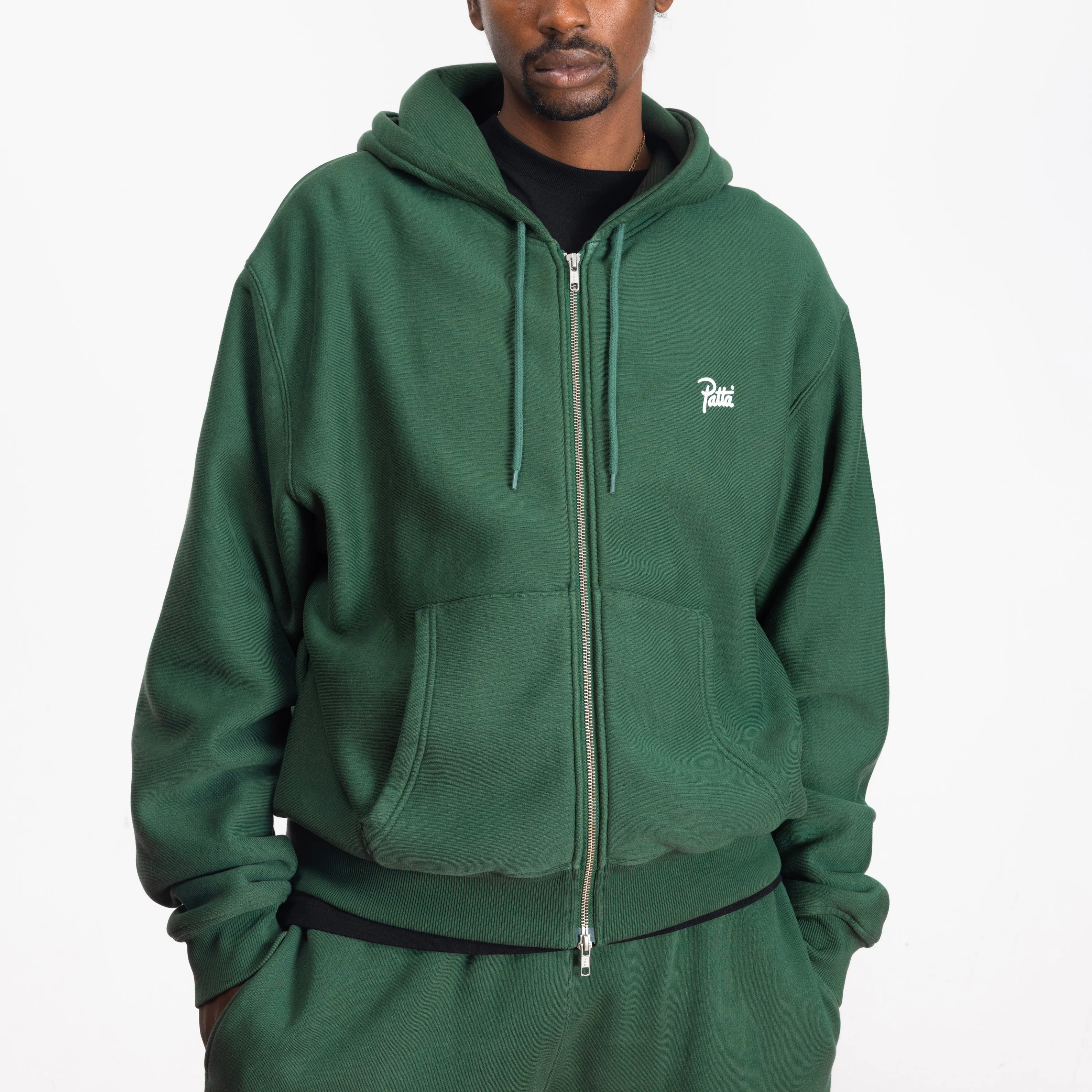Classic Zip Up Hooded Sweater - Bistro Green - Image 2