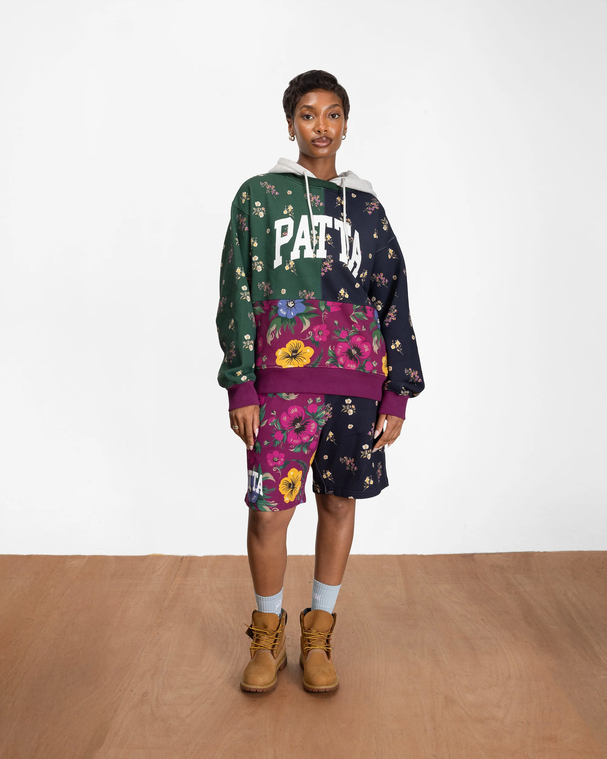Floral Patchwork Hooded Sweater - Multi - Image 5