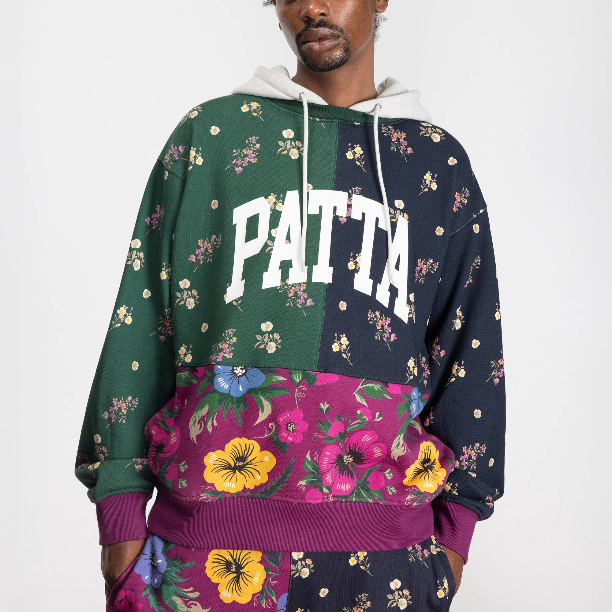 Floral Patchwork Hooded Sweater - Multi - Image 8
