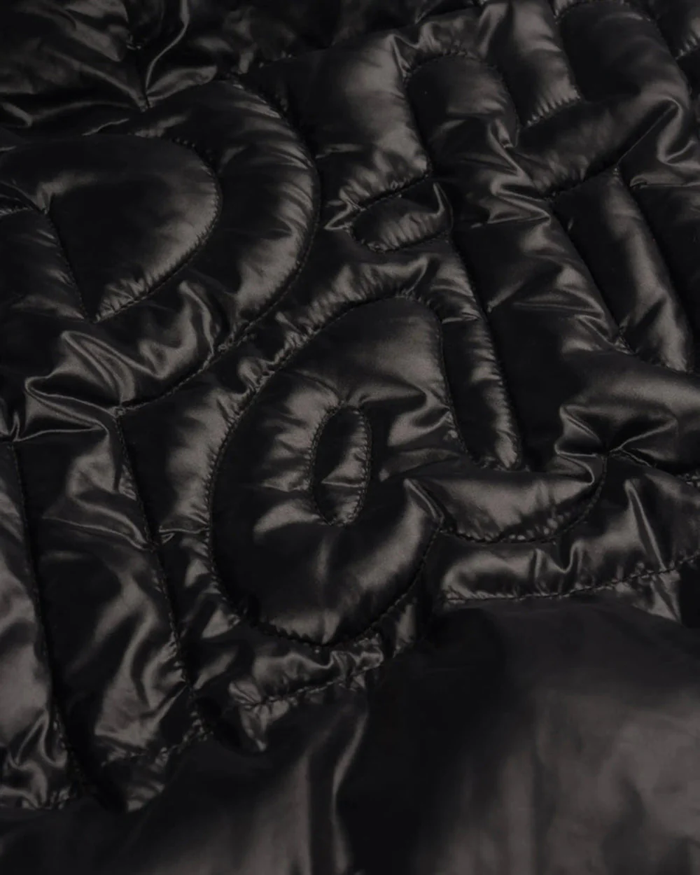 Quilted Script Logo Puffer Jacket- Black - Image 4