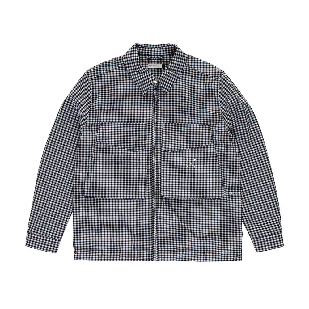 Gingham Boxer Overshirt - Black / Off White