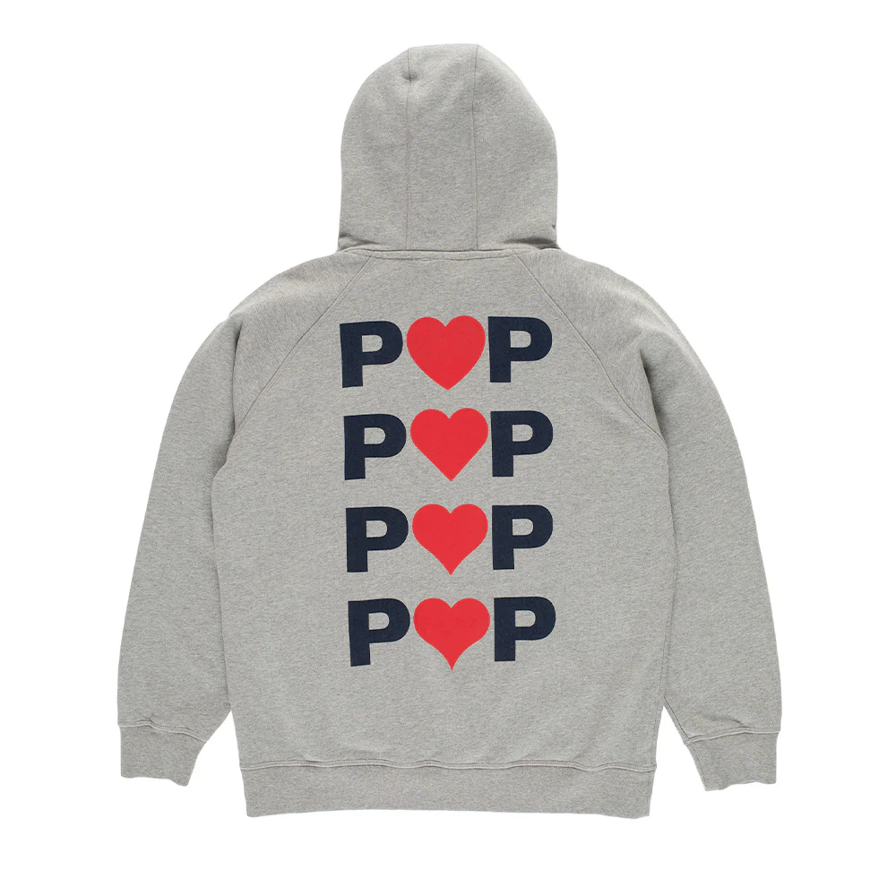 Hearts Hooded Sweat - Heather Grey - Image 2