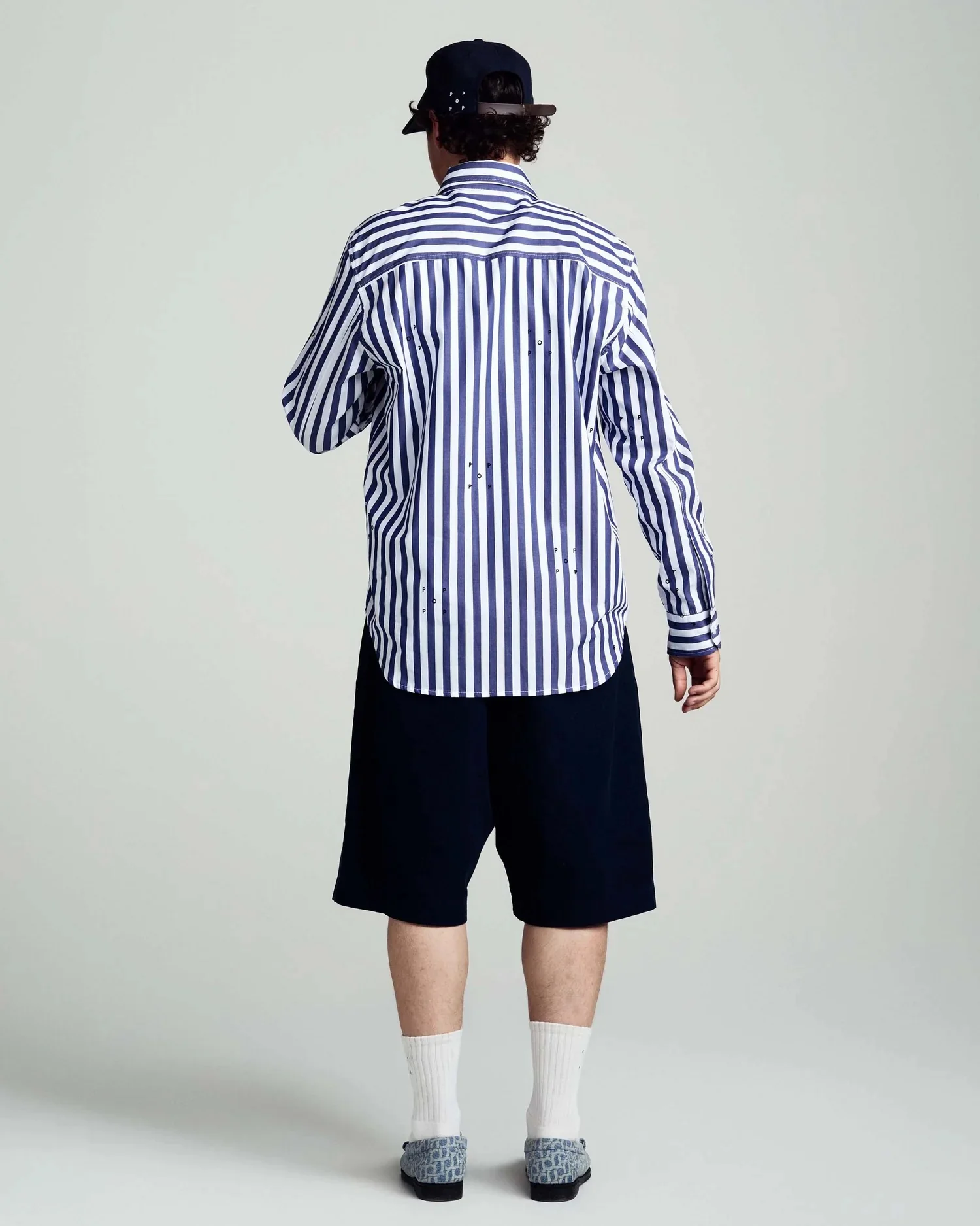 Logos Stripe Shirt - Navy / White - Image 6