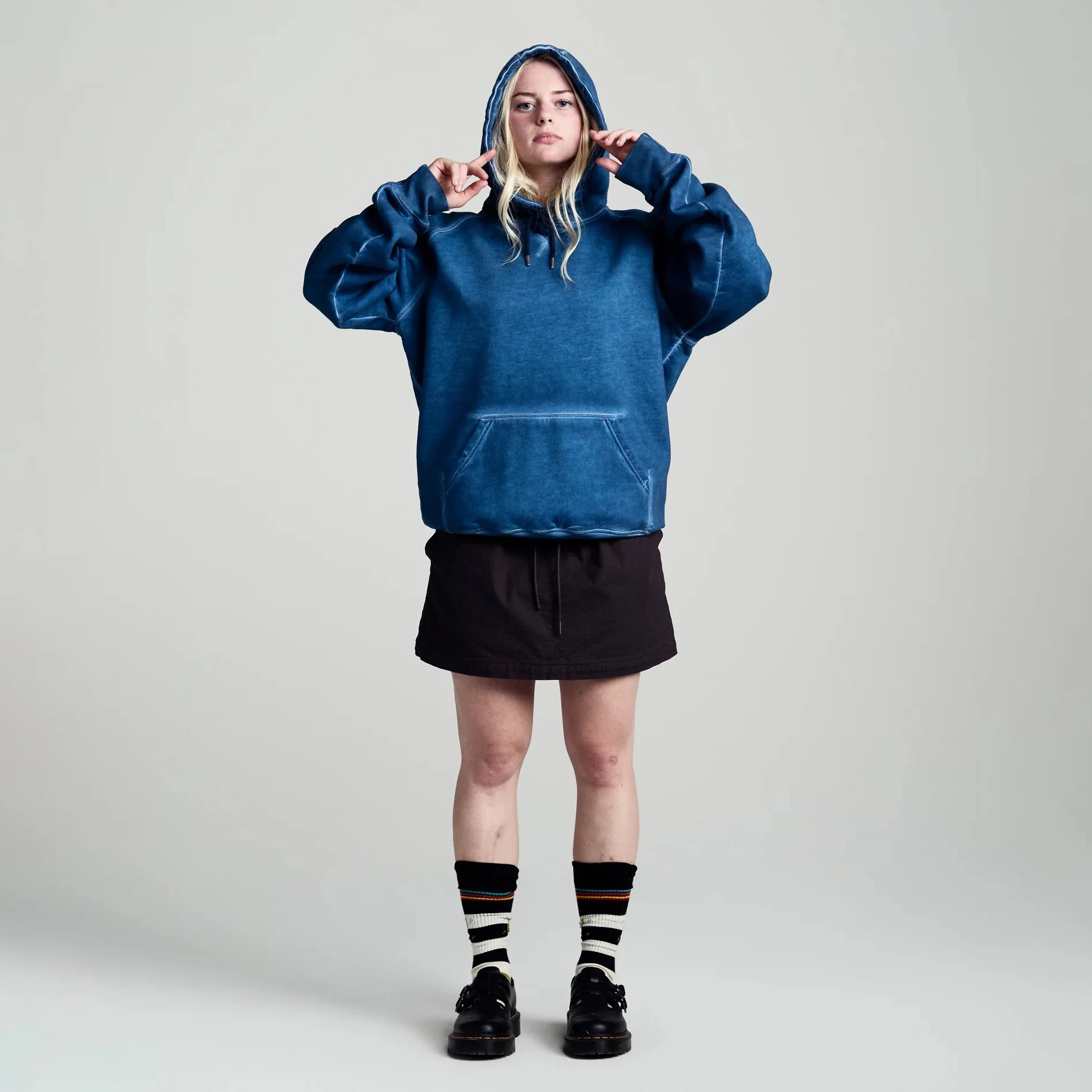 Stencil Logo Hooded Sweat - Navy - Image 3