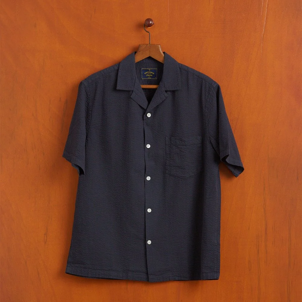 Atlantico Camp Collar Shirt - Navy - Image 3