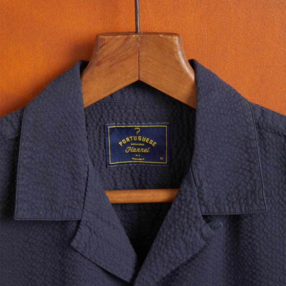 Atlantico Camp Collar Shirt - Navy - Image 4