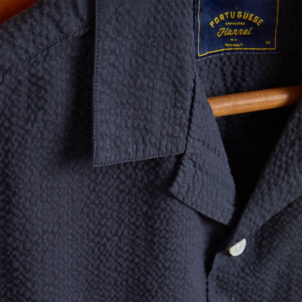Atlantico Camp Collar Shirt - Navy - Image 5