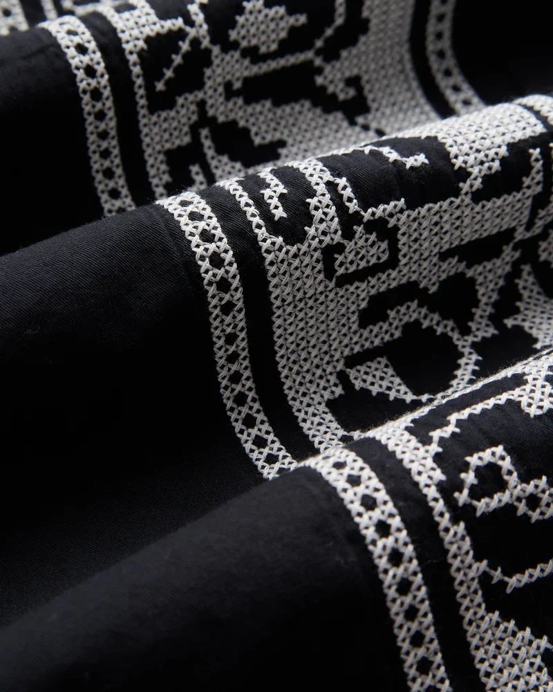 Cross Stitch Shirt - Black - Image 5