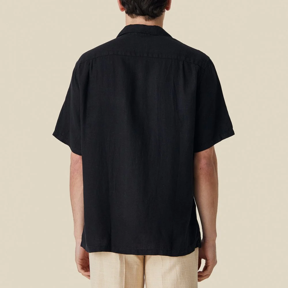 Linen Camp Collar Shirt 25 - Black - Image 2