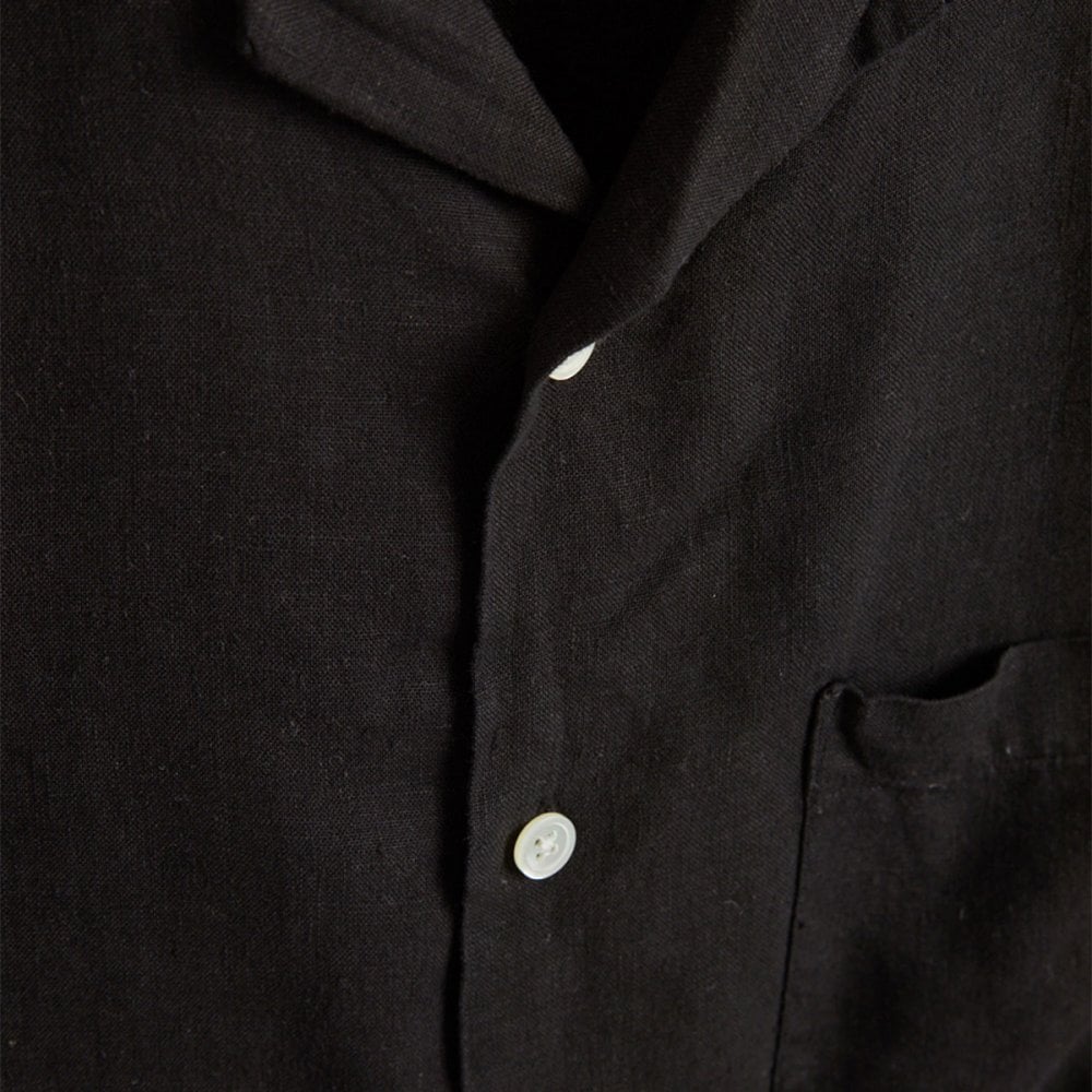 Linen Camp Collar Shirt 25 - Black - Image 4