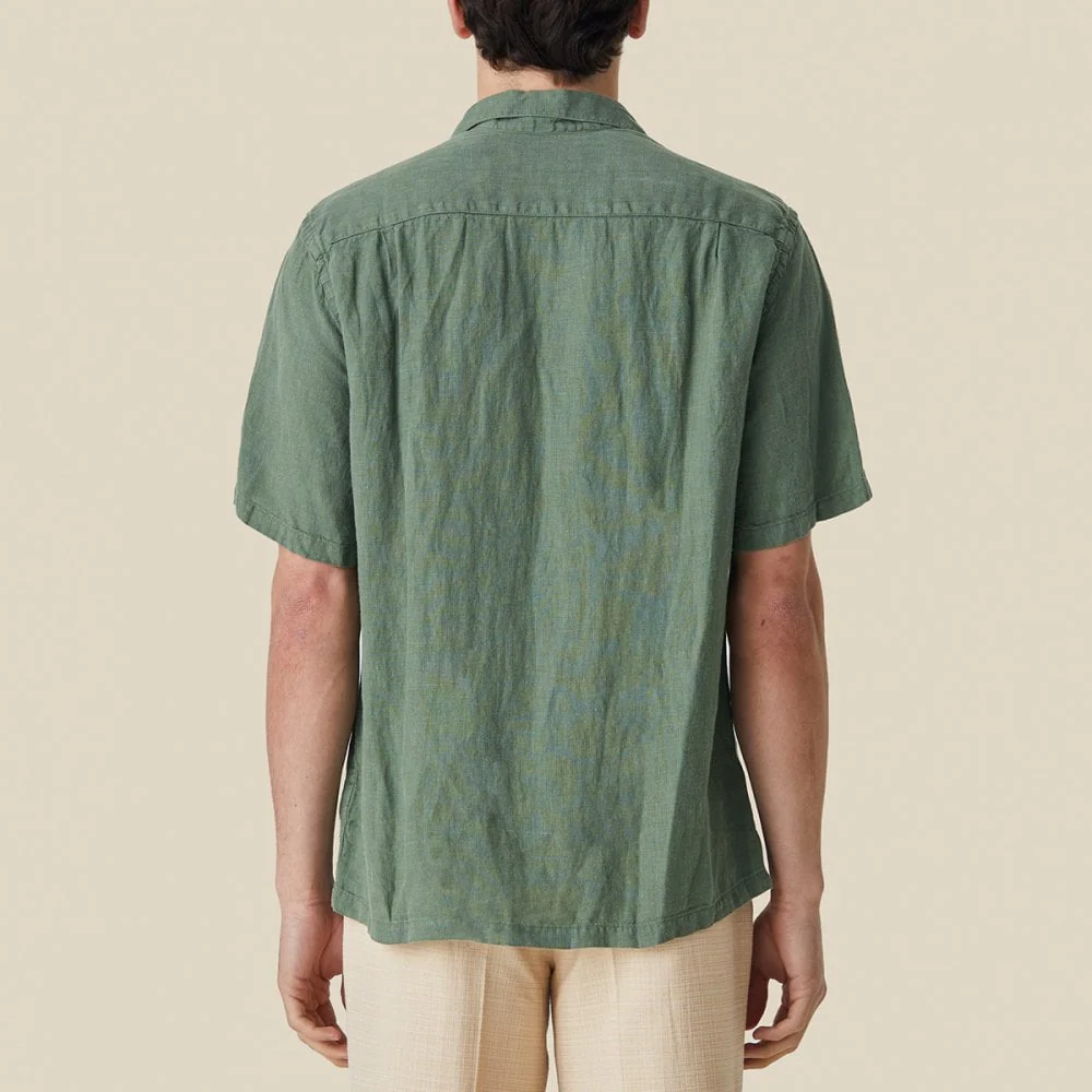 Linen Camp Collar Shirt 24 - Dry Green - Image 2