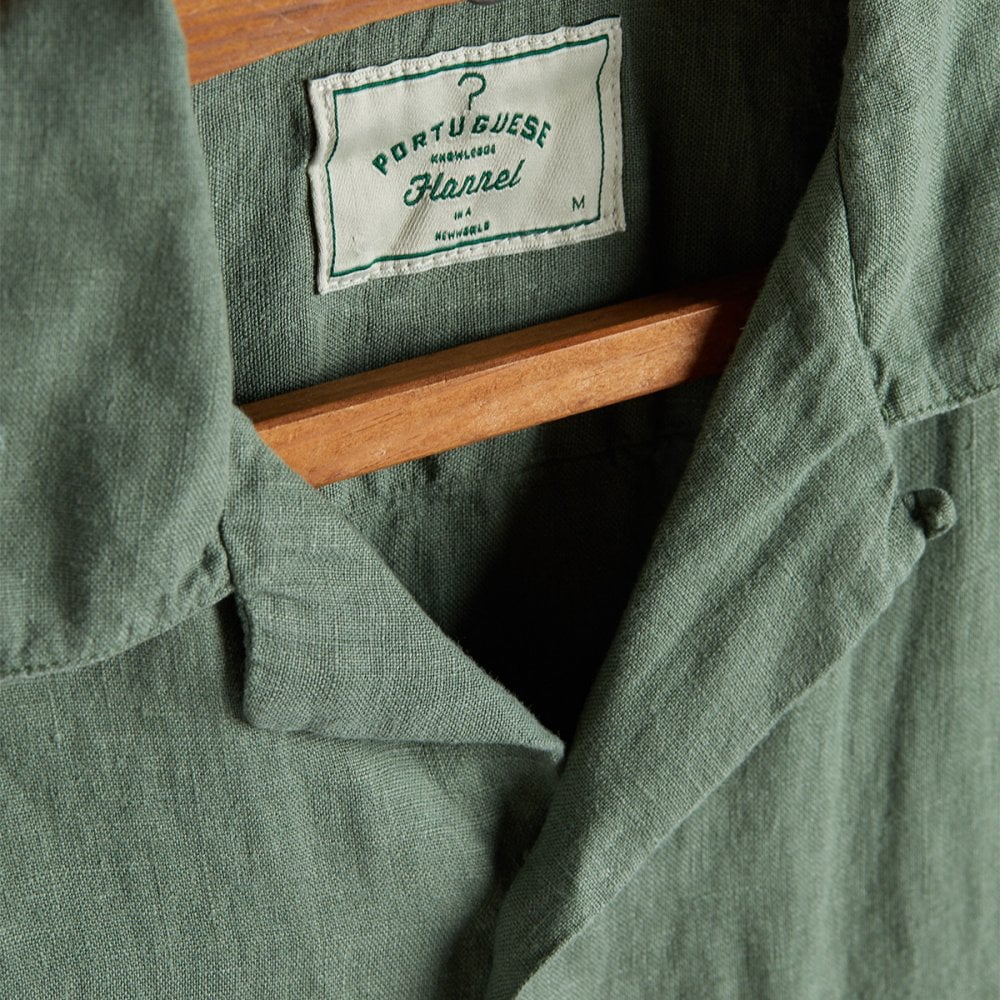 Linen Camp Collar Shirt 24 - Dry Green - Image 5