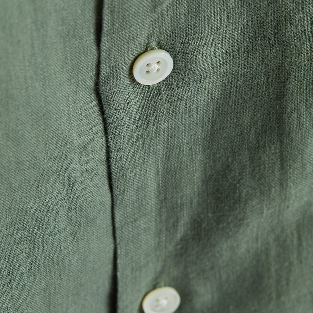 Linen Camp Collar Shirt 24 - Dry Green - Image 6